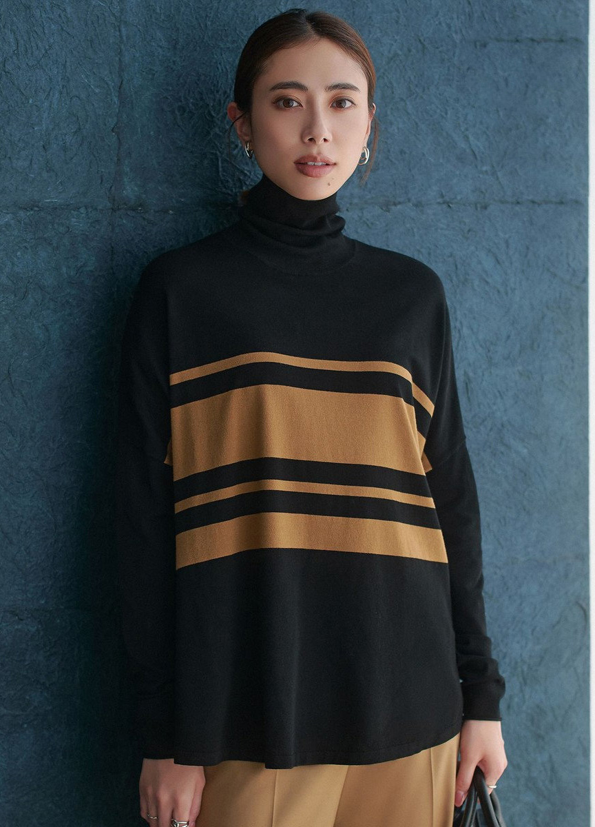 定番寬版高領針織上衣